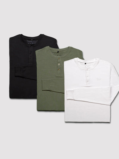Bamboo Long-Sleeve Henley - 3 Pack - Positive Outlook Clothing