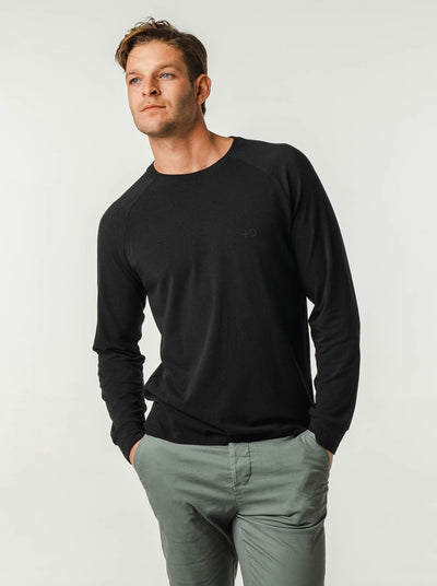 Bamboo Essential - Long Sleeve Crew - Black - Positive Outlook Clothing