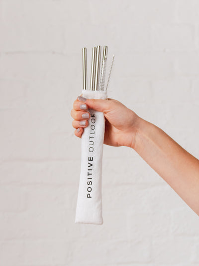 Reusable Straw Pack (4 straws, 2 brushes) - PositiveOutlook